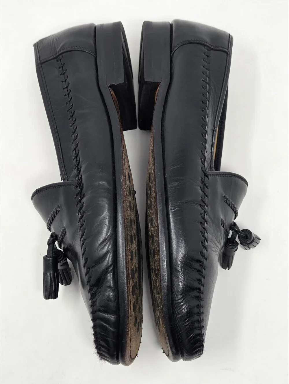 Sandro Moscoloni Black Leather Tassel Loafers Mens Size 9.5